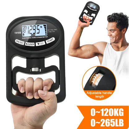 Digital Hand Grip Strength Tester – 265 lb / 120 kg Dynamometer with LCD Display & USB Charging for Grip Training