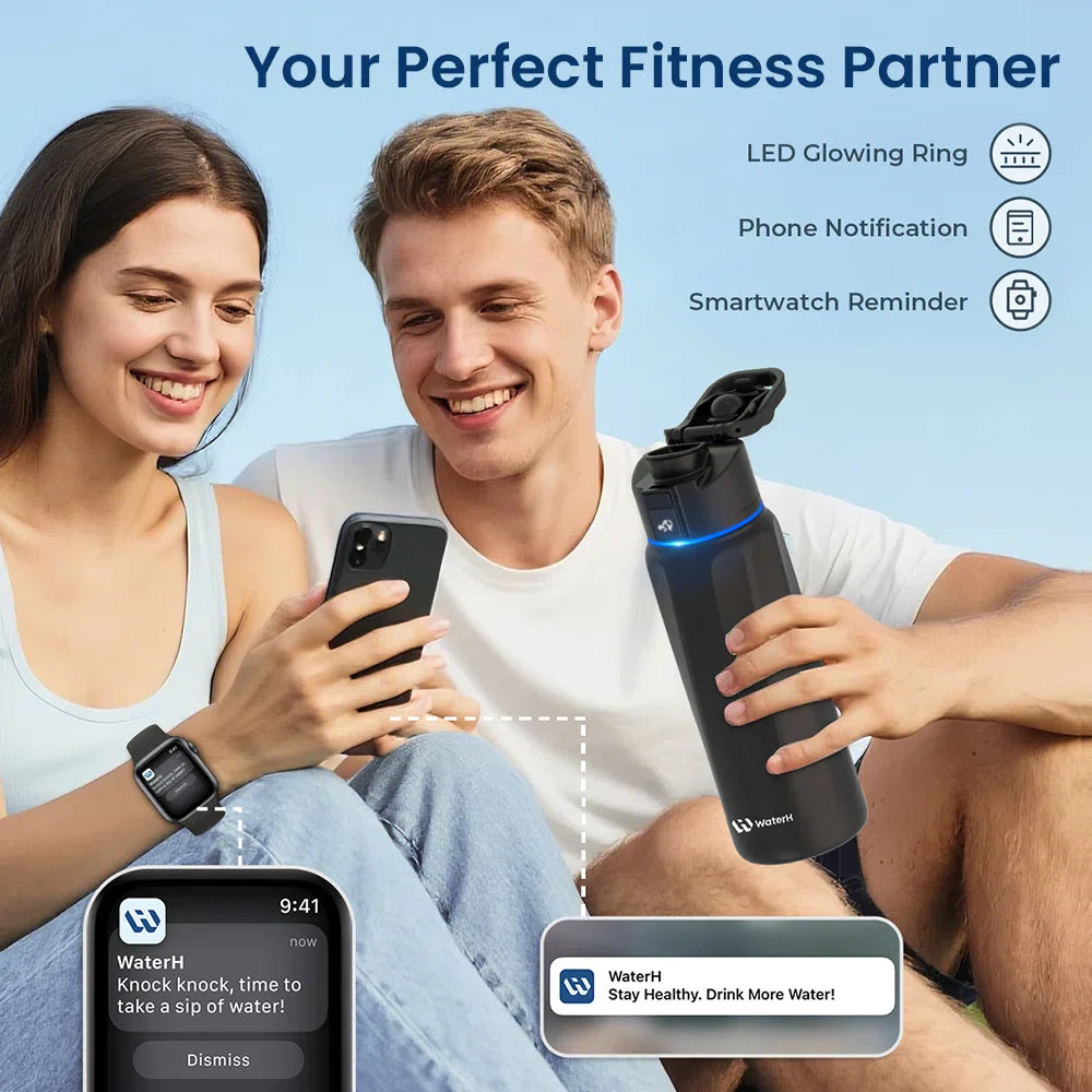 Waterh Boost Smart Hydration Bottle: 32 Oz Tracker with App Integration and Insulation