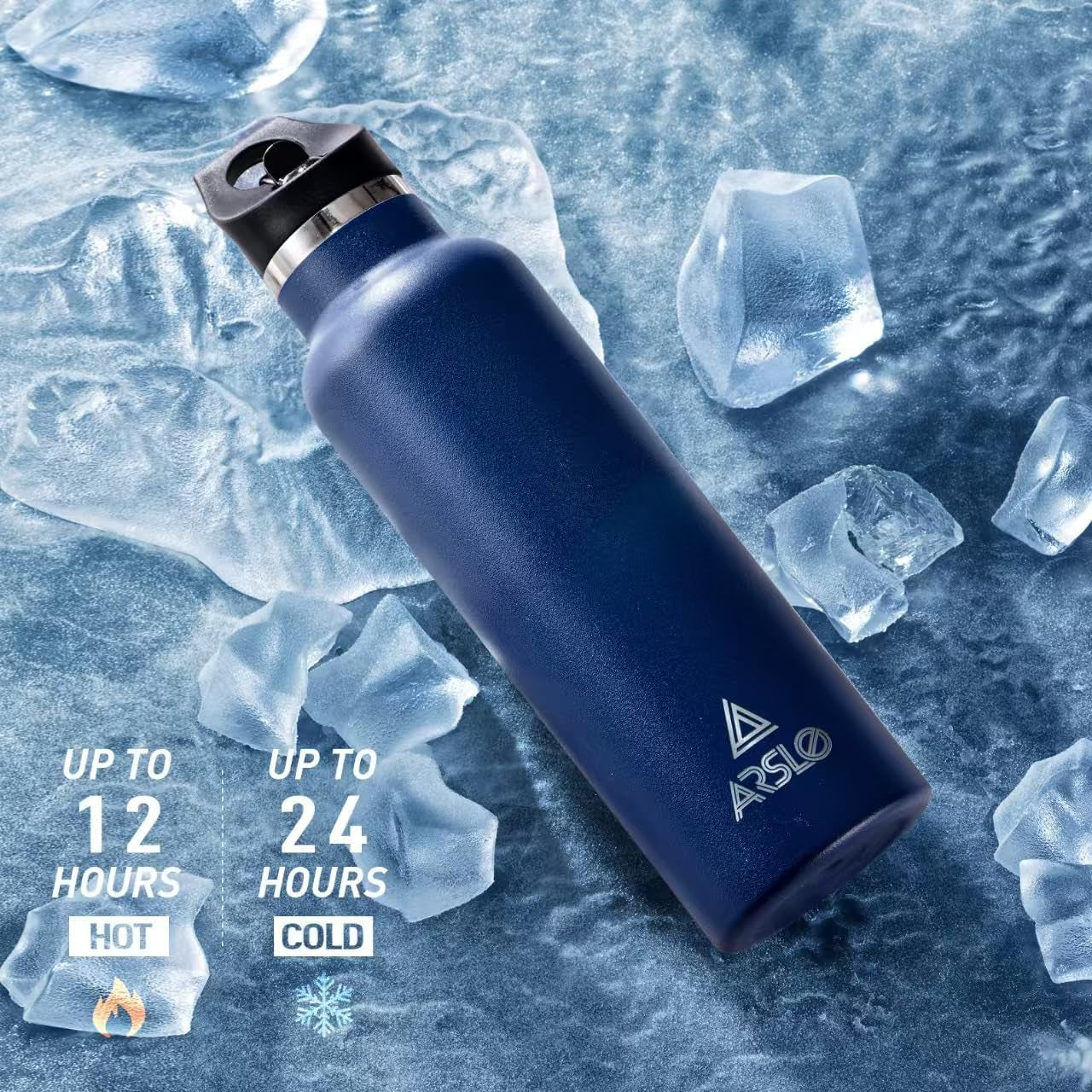 Stainless Steel Vacuum Insulated Water Bottle with Straw Lid – Double Wall, Keeps Drinks Cold for 24 Hours & Hot for 12 Hours