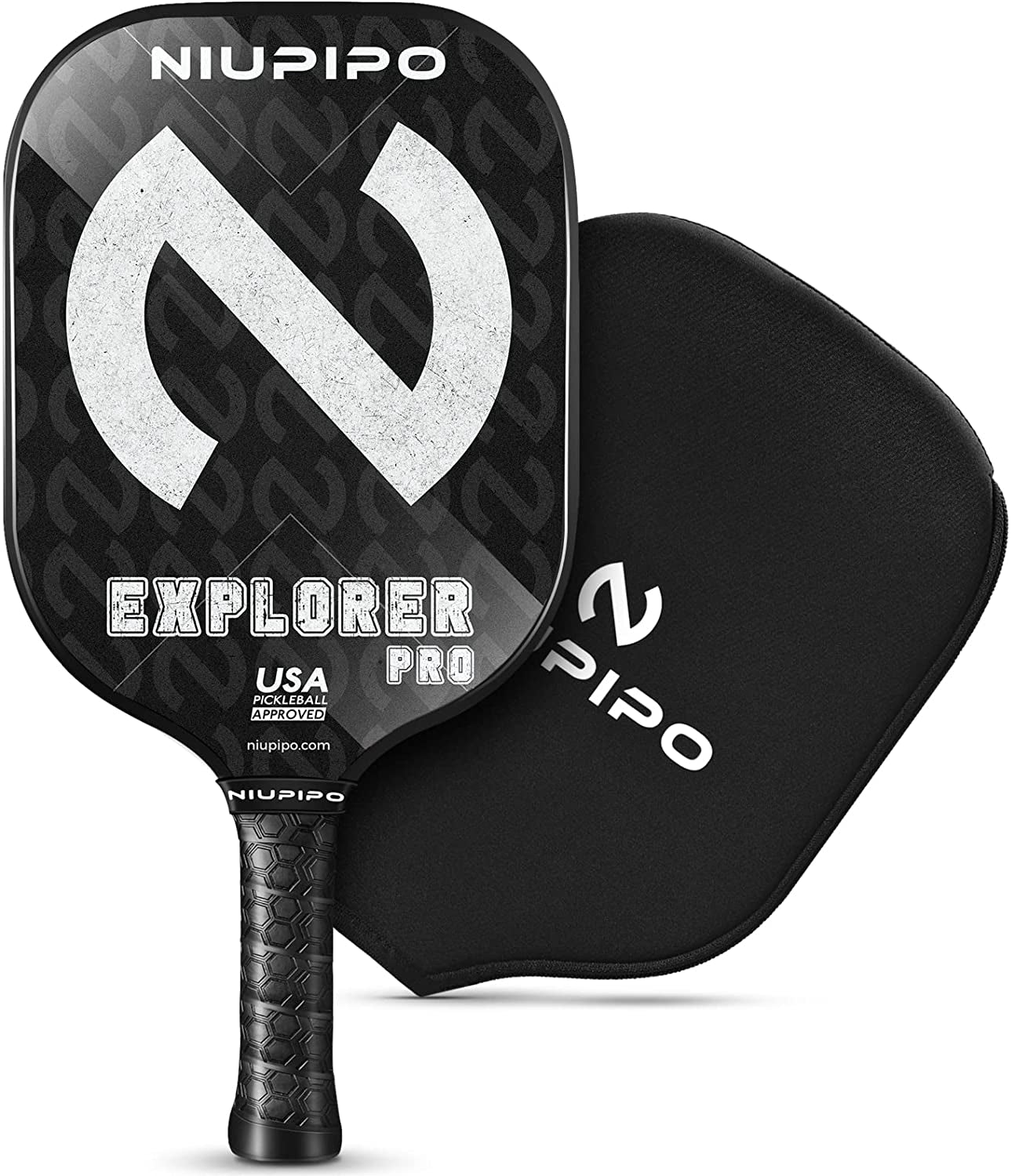 USAPA Approved Pickleball Paddle Set – Carbon Fiber & Fiberglass Paddles with Honeycomb Core, Cushioned Grip & Carry Bag