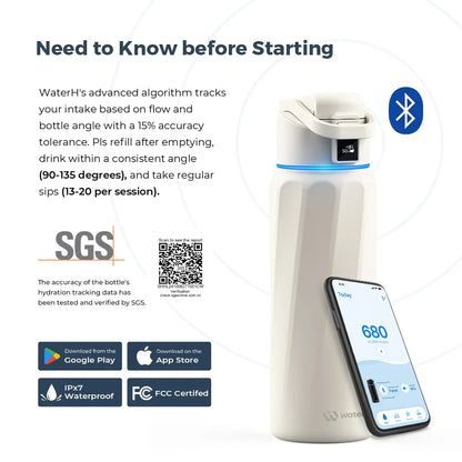 Waterh Boost Smart Hydration Bottle: 32 Oz Tracker with App Integration and Insulation