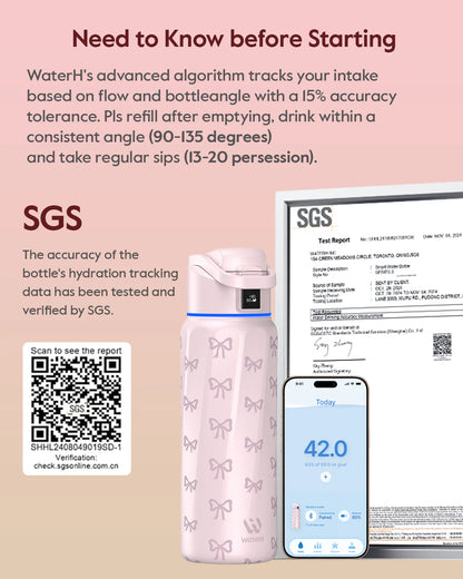Waterh Boost Smart Hydration Bottle: 32 Oz Tracker with App Integration and Insulation