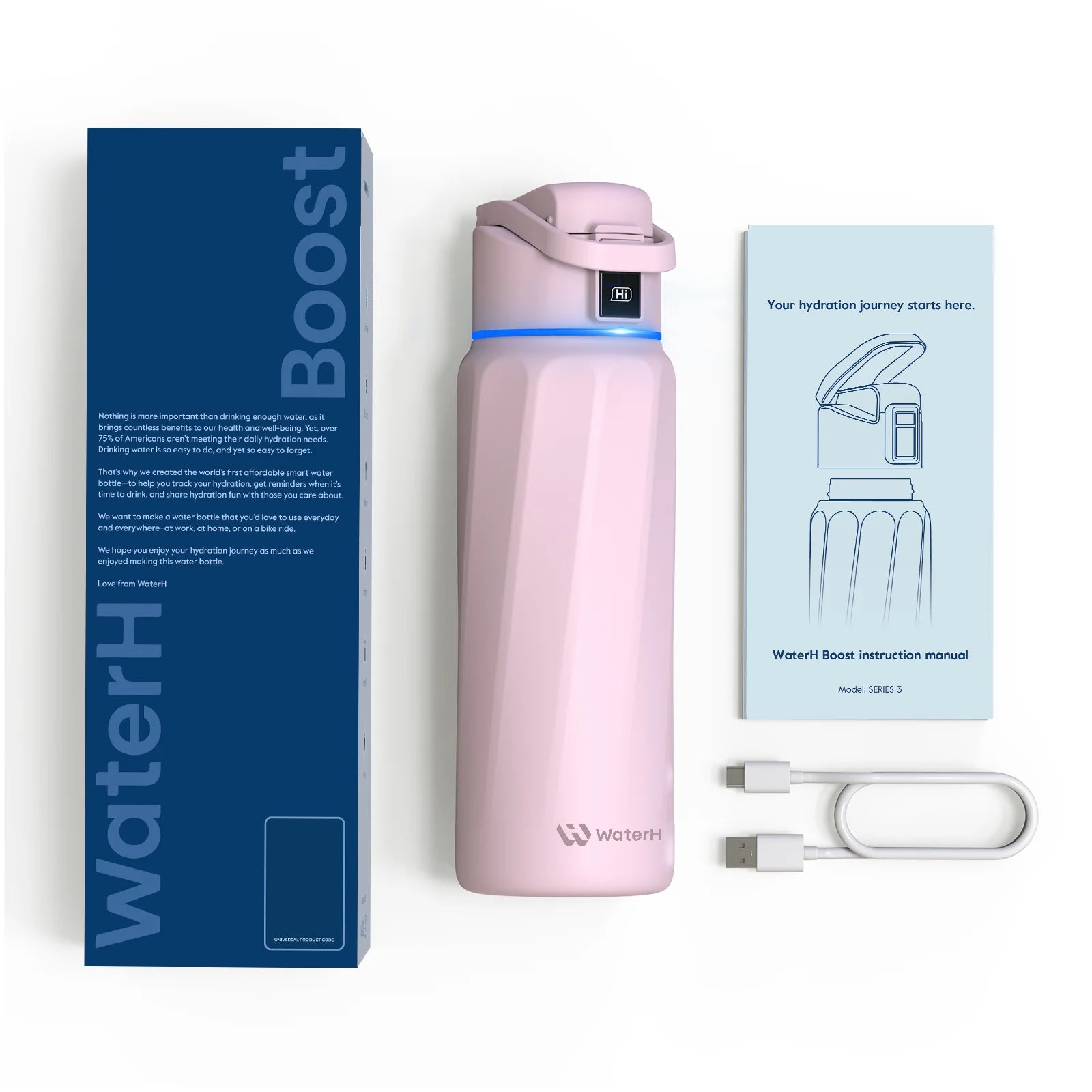 Waterh Boost Smart Hydration Bottle: 32 Oz Tracker with App Integration and Insulation