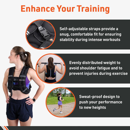 15 lb Adjustable Weighted Vest for Strength Training, Running, Walking, and Endurance Workouts