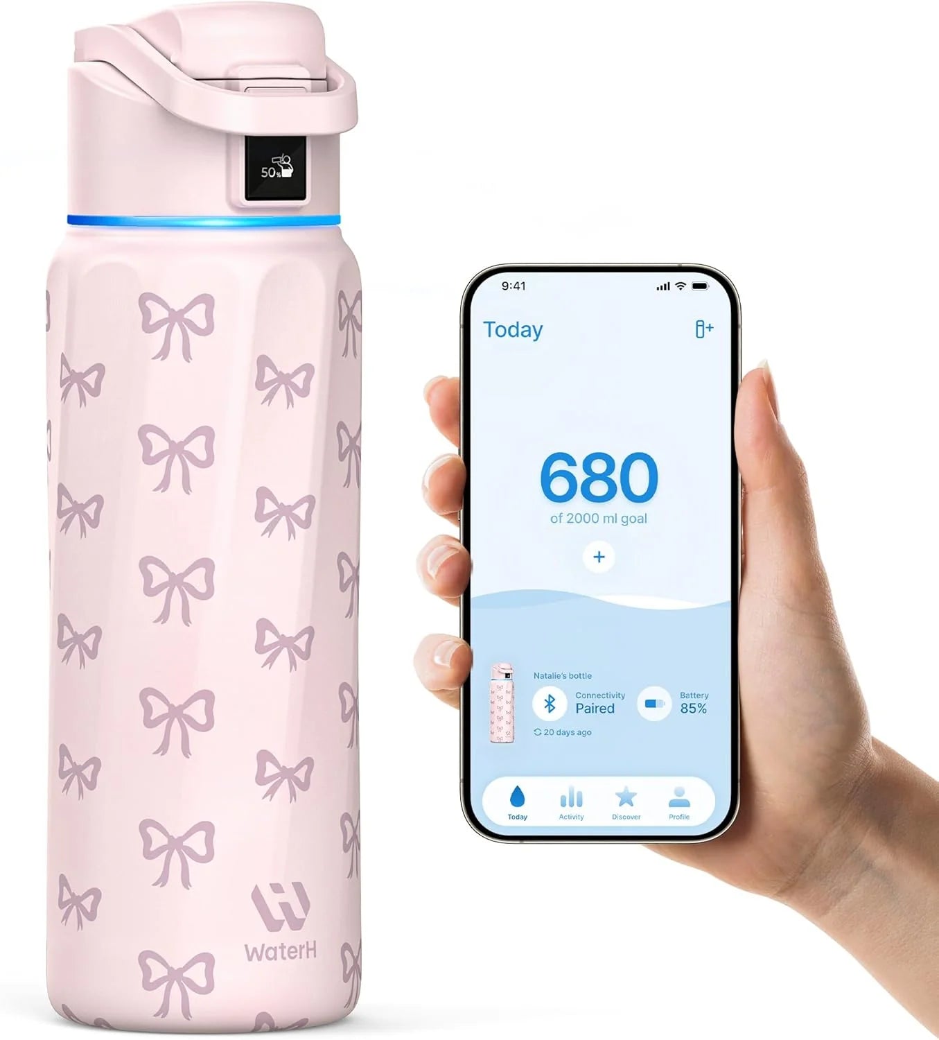 Waterh Boost Smart Hydration Bottle: 32 Oz Tracker with App Integration and Insulation