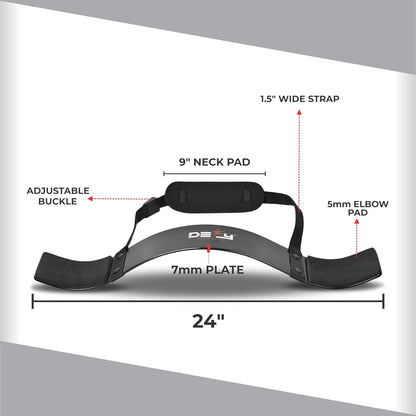 DEFY Adjustable Arm Blaster for Biceps and Triceps with Durable 7mm Aluminum Plate and Neck Pad - Strength Training Isolator Curl Machine for Bodybuilding