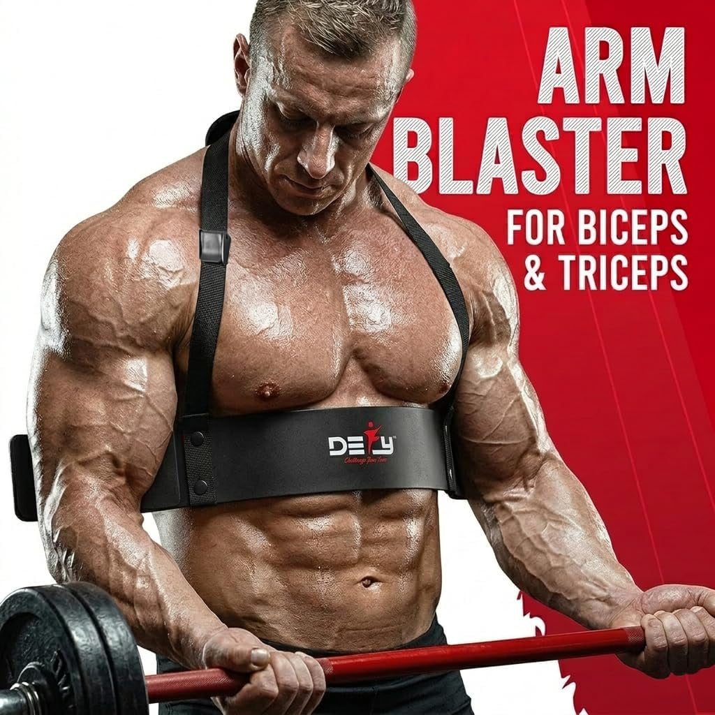 DEFY Adjustable Arm Blaster for Biceps and Triceps with Durable 7mm Aluminum Plate and Neck Pad - Strength Training Isolator Curl Machine for Bodybuilding