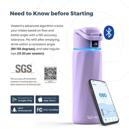 Waterh Boost Smart Hydration Bottle: 32 Oz Tracker with App Integration and Insulation