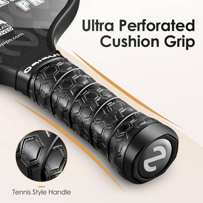 USAPA Approved Pickleball Paddle Set – Carbon Fiber & Fiberglass Paddles with Honeycomb Core, Cushioned Grip & Carry Bag