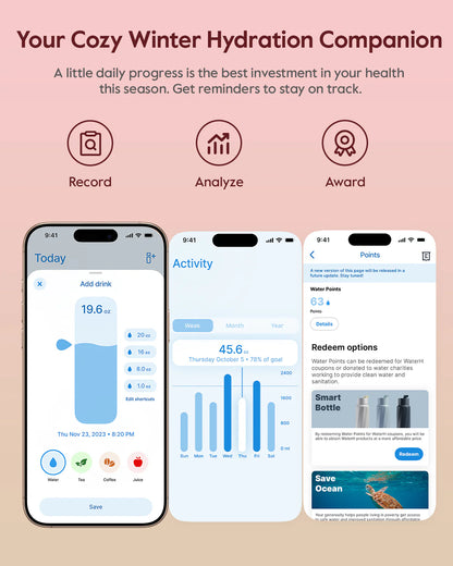 Waterh Boost Smart Hydration Bottle: 32 Oz Tracker with App Integration and Insulation