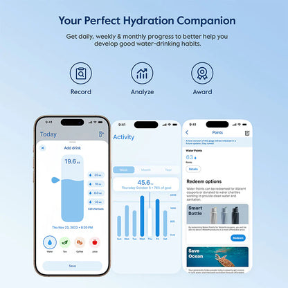 Waterh Boost Smart Hydration Bottle: 32 Oz Tracker with App Integration and Insulation