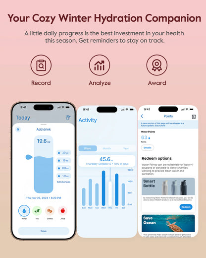 Waterh Boost Smart Hydration Bottle: 32 Oz Tracker with App Integration and Insulation
