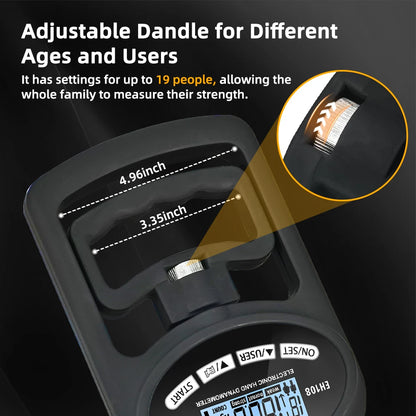 Digital Hand Grip Strength Tester – 265 lb / 120 kg Dynamometer with LCD Display & USB Charging for Grip Training