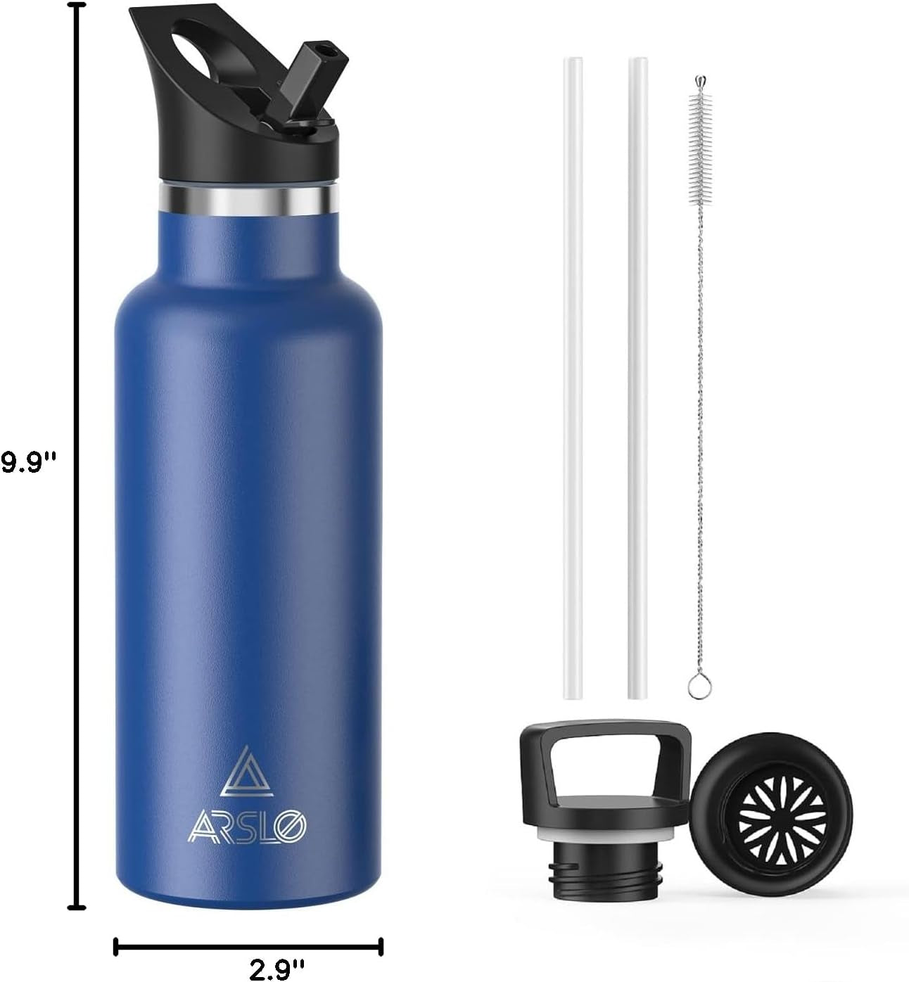 Stainless Steel Vacuum Insulated Water Bottle with Straw Lid – Double Wall, Keeps Drinks Cold for 24 Hours & Hot for 12 Hours